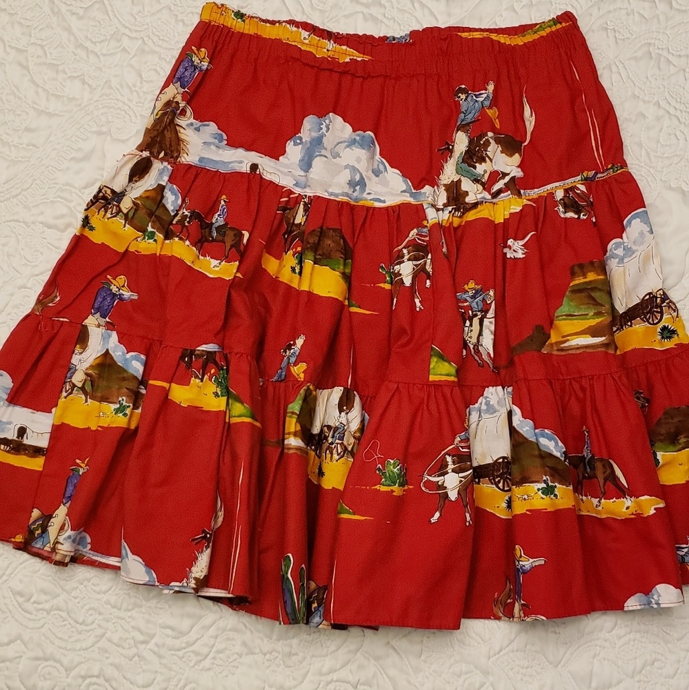 Western Cowgirl skirt, cowboy pattern. S